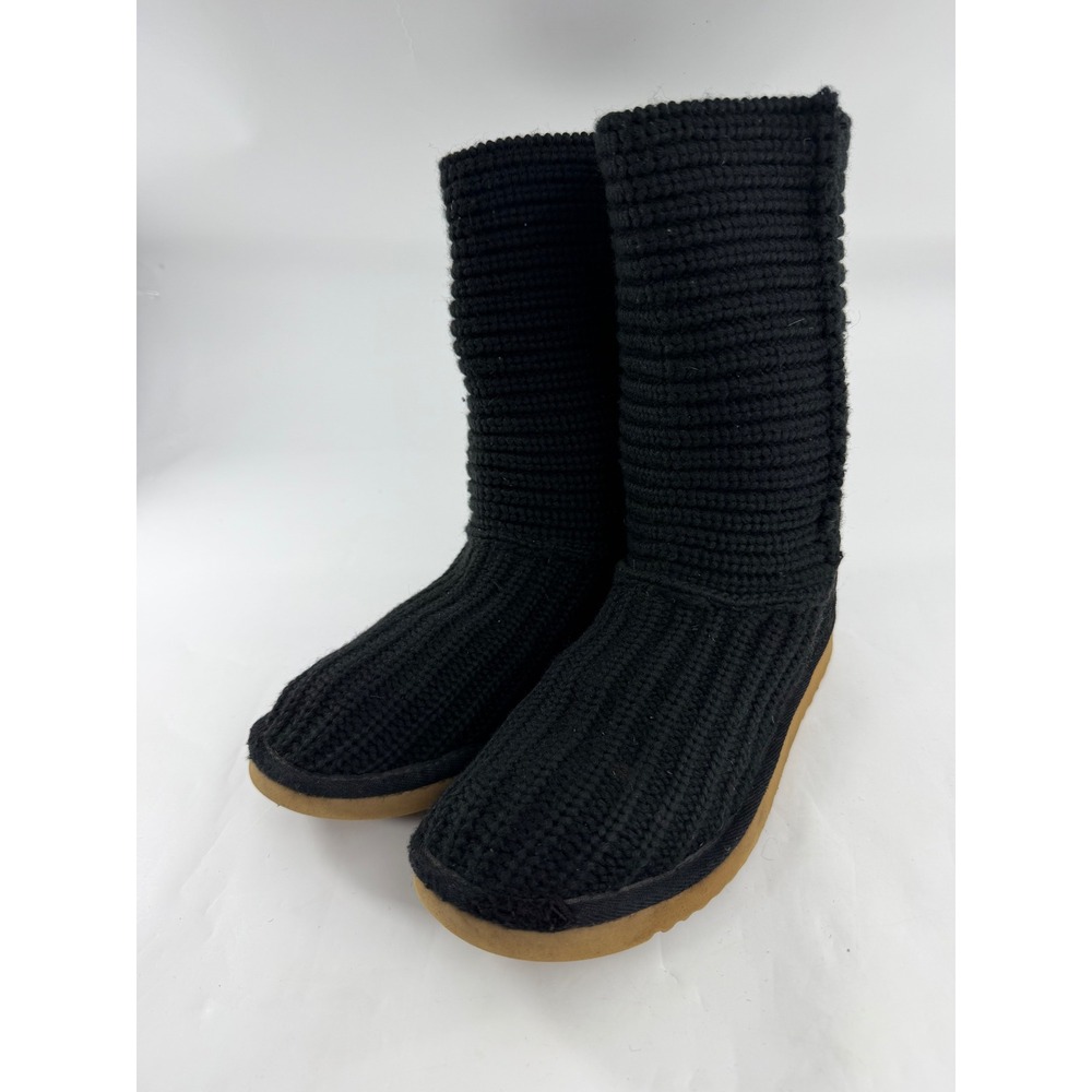 UGG Australia Classic Cardy 5857 Black Knit Mid Calf Boots Womens 7